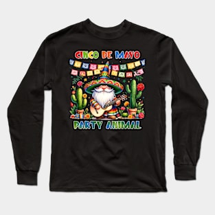 Cinco de Mayo Party Animal Gnomies Somebro Poncho Fiesta Long Sleeve T-Shirt